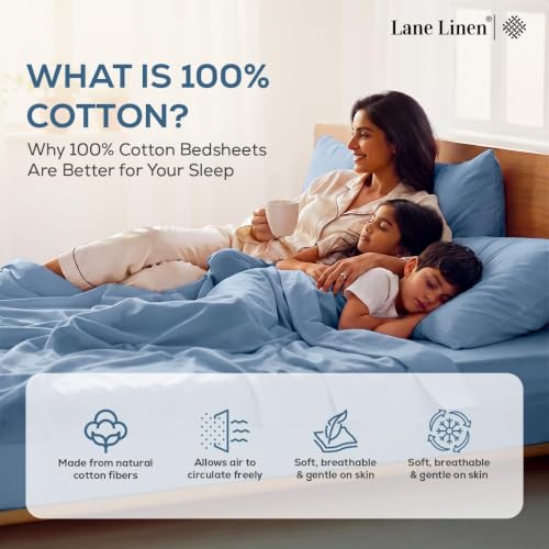 Image of LANE LINEN Organic | 100% Cotton Printed Bedsheet Set | Soft & Breathable Fabric | 3 Piece (1 Double Bedsheet + 2 Pillow Covers) | Double Bed Sheet Set | Machine Washable | Blush Pink & Sage Green
