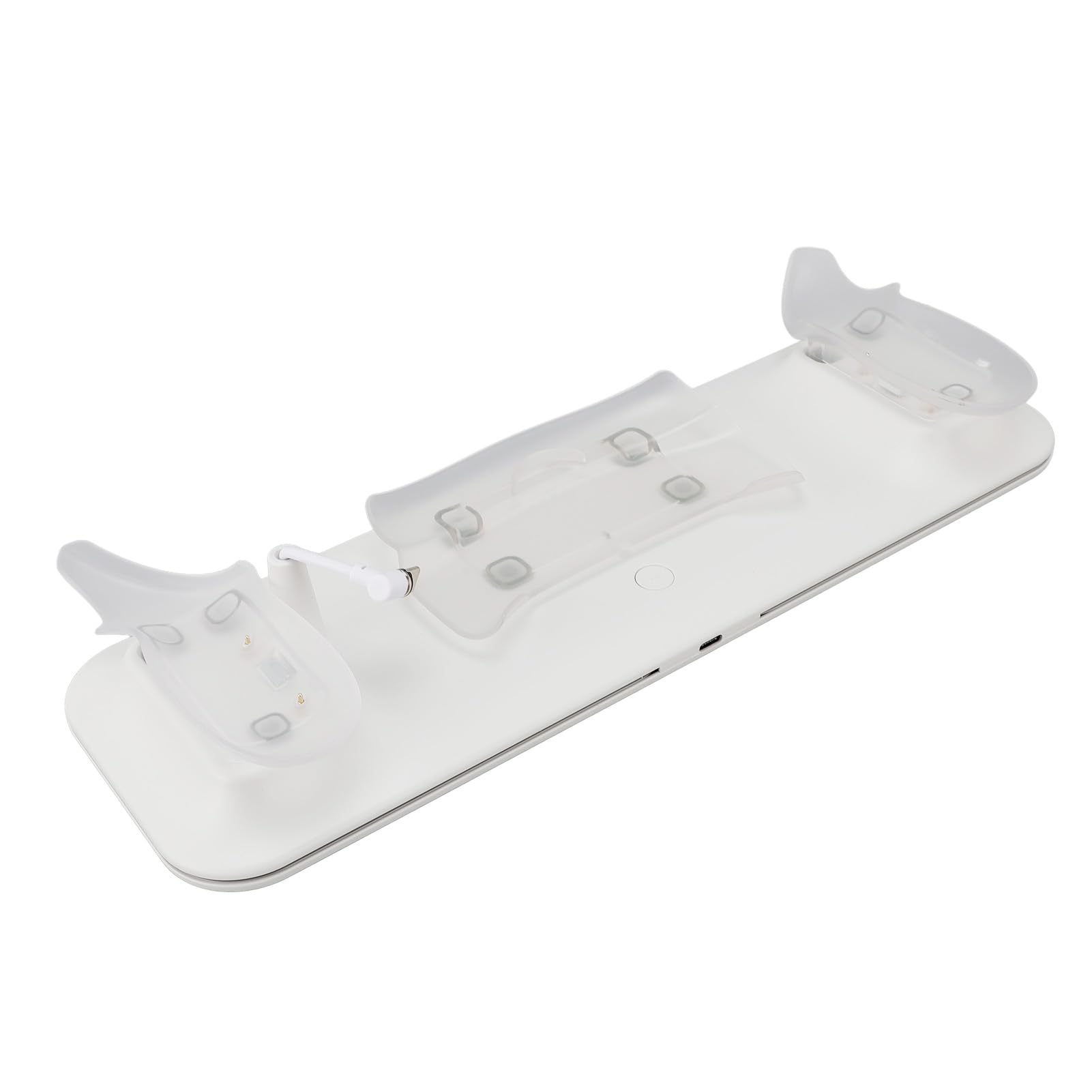 Dock di ricarica per controller visore VR, stazione di ricarica magnetica VR, doppia batteria da 1200 mAh con luce RGB, supporto in plastica ABS per 2 visori per occhiali Meta VR (Bianca)