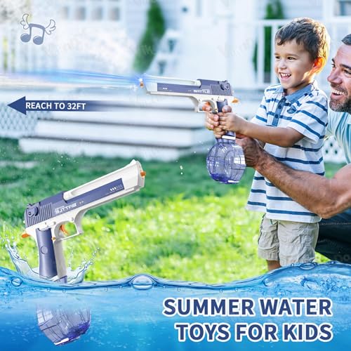 Image of VikriDA Electric Water Blaster with Free Extra Rechargeable Battery 26-32 FT Long Range Powerful Shooter 434CC + 58CC Large Capacity Water Gun for Kids & Adults Perfect for Beach & Pool Parties