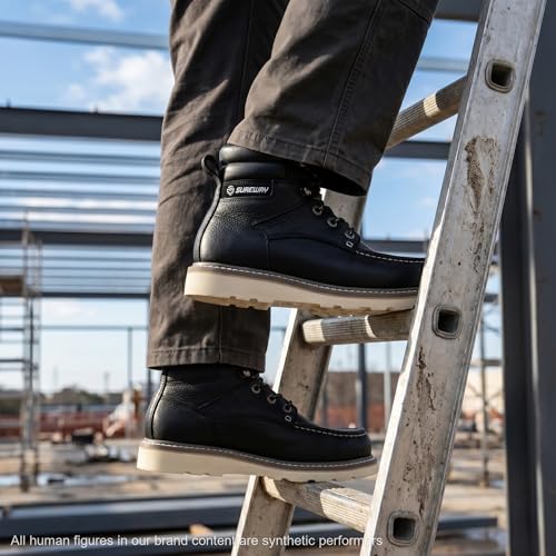 Image of SUREWAY 6 inch Soft Toe Work Boots for Men - GoodyearWelt Full Grain Leather, Lace Up Mac Toe Work Shoes, EH Construction Oil /Slip Resistant, Durable Rubber Sole Boots for Warehouse, Factory, Daily Wear