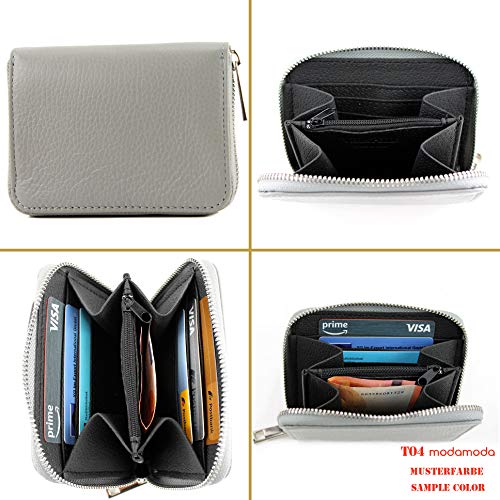 P04 - italian women's wallet genuine leather short (Grey)2