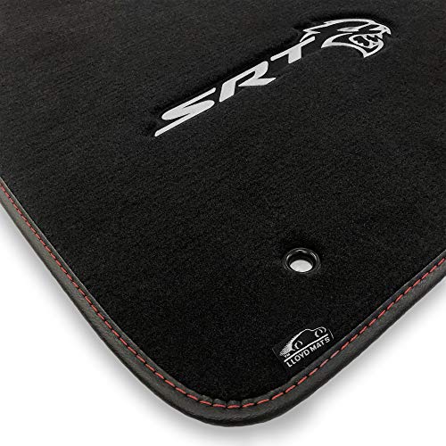 Lloyd Mats Heavy Duty Premium Black and Red Vinyl Binding Floor Mats for Dodge Charger Hellcat AWD/RWD (Charcoal, 4PC - RWD)