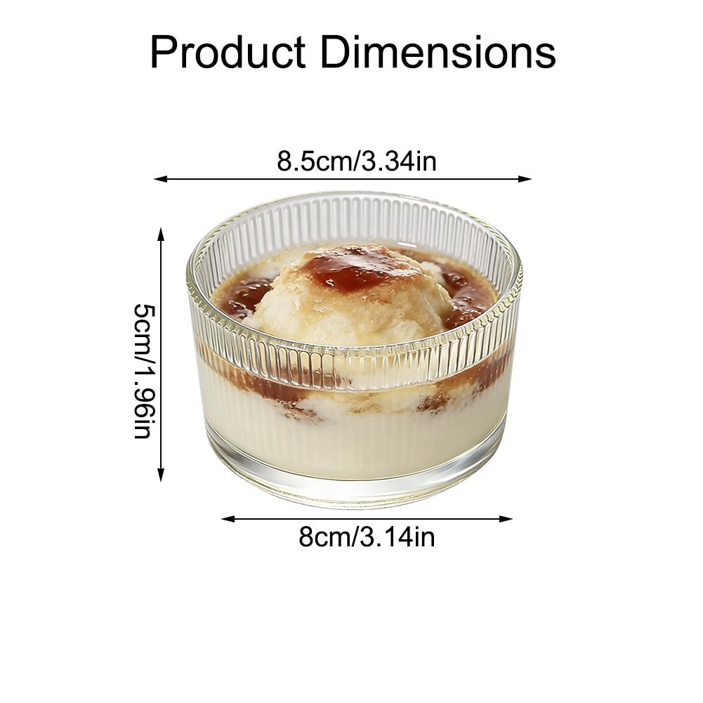 FARYODI Juego de 8 vasos de postre transparentes de 200 ml, cuencos pequeños de cristal, tazas de helado para postre, para tiramisú, panna cotta, helado, pudín, cereales de yogur, mermelada y dulces