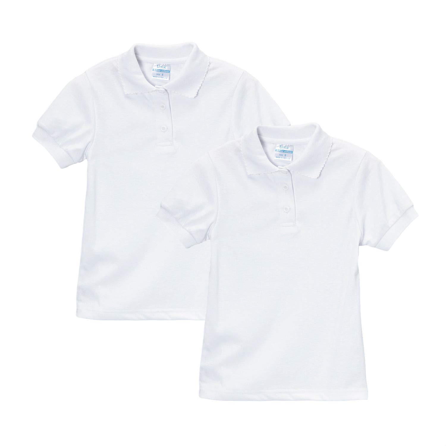 unik Girl's Uniform Polo Shirt Short Sleeve White Navy Sky Blue Red Green Pink