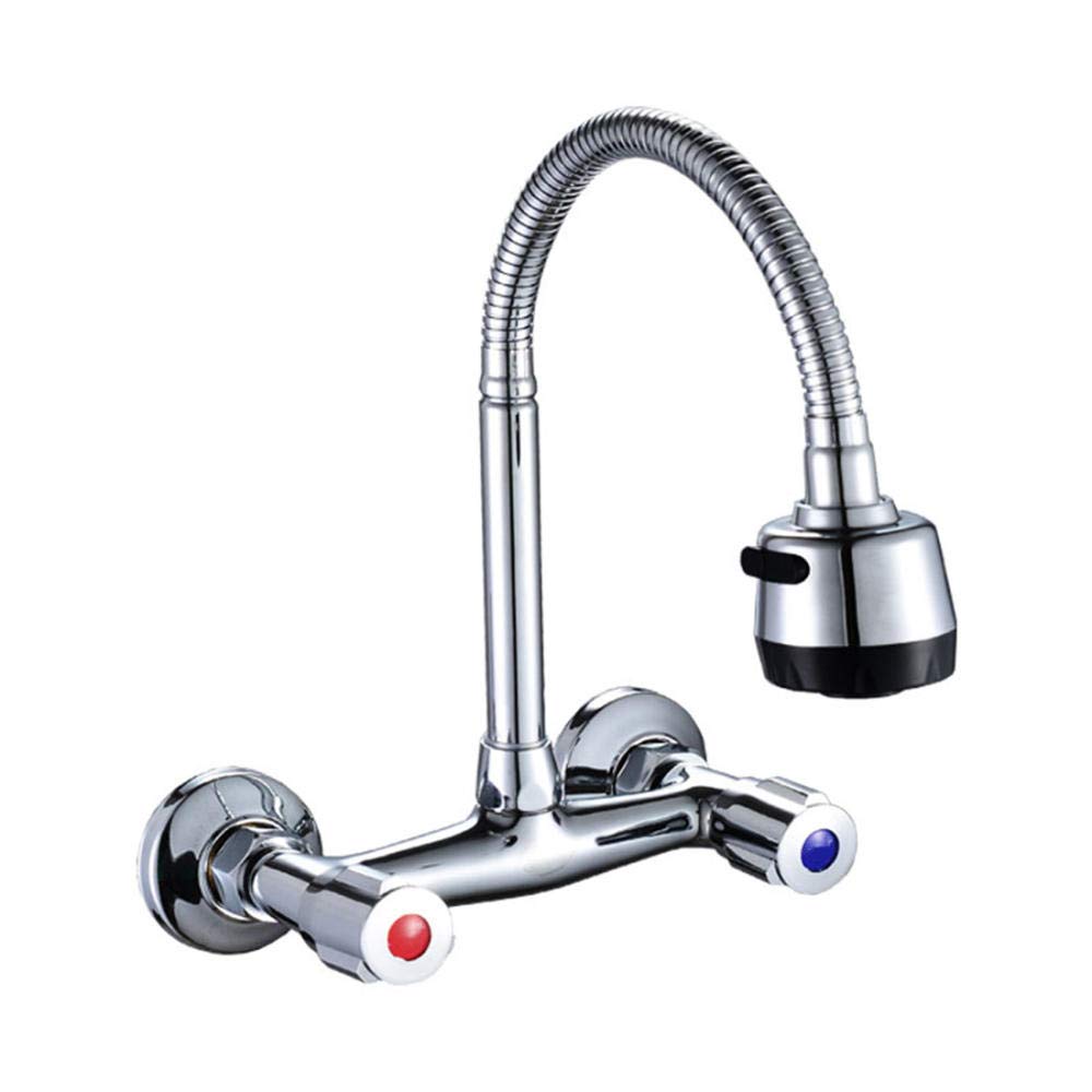 Rame a parete, cromo, installazione a parete, acqua calda e fredda, rubinetto da cucina, lavello, piscina for lavanderia sul balcone, rubinetto