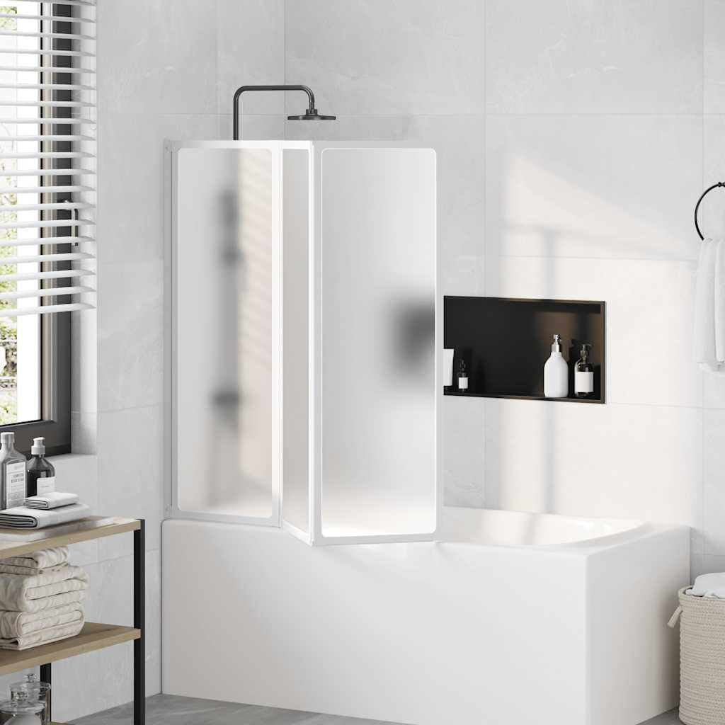 Parete doccia da 120 x 117 cm, 3 pezzi, pieghevole per vasca da bagno, con telaio in alluminio, box doccia salvaspazio per bagno, chiusura universale