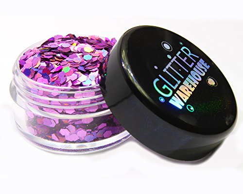 2mm Chunky Rose Pink Holographic Glitter GLITTERWAREHOUSE COSMETIC GLITTER Loose Glitter Powder for Festival Makeup Face Body Hair Nails Eyes Lips (20g Jar)