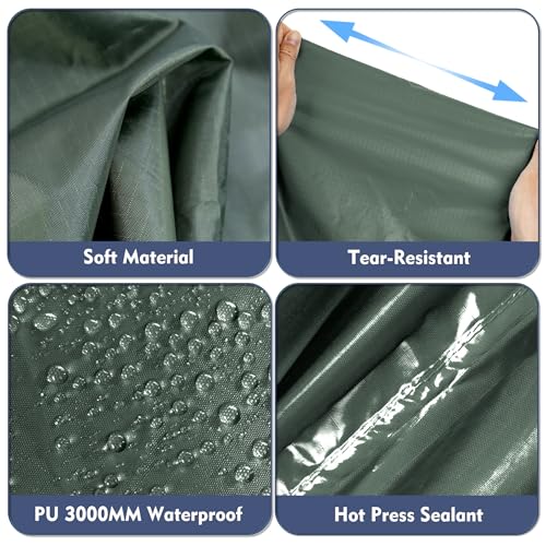 Sensong Regenponcho Wasserdicht Regencape mit Kapuze Multifunktionales Regenmantel Wiederverwendbar Regenkleidung Faltbare Ripstop Damen Herren für Wandern Jagd Camping Angeln Täglichen Gebrauch Grün