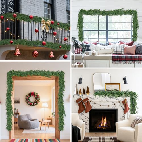 TOWPONICS 2Pcs 6FT Christmas Garland, Norfolk Pine Garland for Mantle Decor - image 8