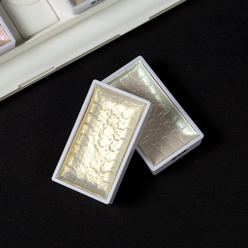 Miniatura 5 de Tinge Aurora - Juego de pintura de acuarela, 8 colores con purpurina, acuarelas metálicas con 1 pincel de agua para artistas, estudiantes, escritura