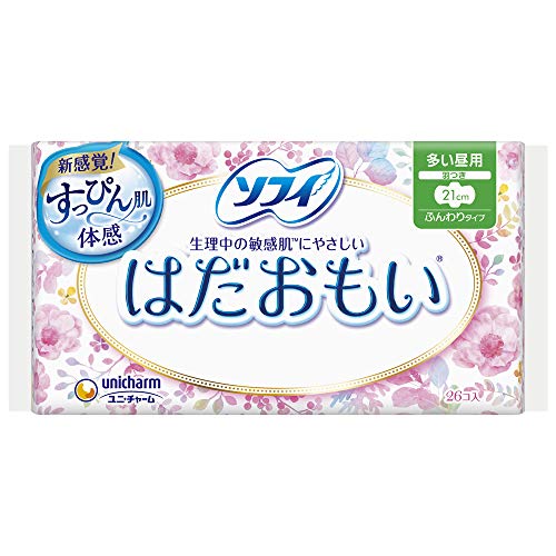 《ケース》 ユニチャーム ソフィ はだおもい 多い昼〜ふつうの日用 21cm 羽つき (26枚)×18個 生理用ナプキン 医薬部外品