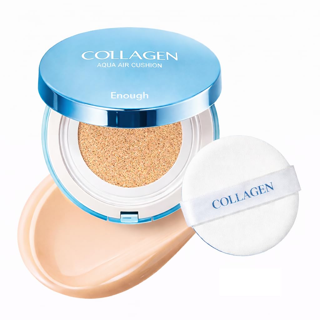 Collagen Aqua Air Cushion, Hydrating Foundation with SPF50, Dewy Finish and Collagen Boost, Korean Beauty Essential for Radiant Skin, 0.53 oz (#13 - Light Beige)