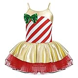 Ropa de danza para Niñas Correas ajustables Rayas Estampado Lentejuelas Bowknot Adornado Malla .