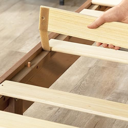 Mellow Naturalista Grand - 12 Inch Solid Wood Platform Bed with Wooden Slats - No Box Spring Needed - Twin (Natural Pine)
