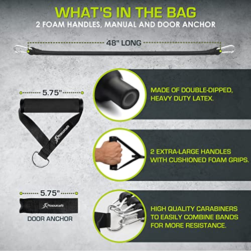 Image of ProsourceFit Single Stackable Resistance Bands with Door Anchor and Exercise Guide, 8-12 LB, Heavy Duty Fitness Tube for Full-Body Exercises and Home Workouts