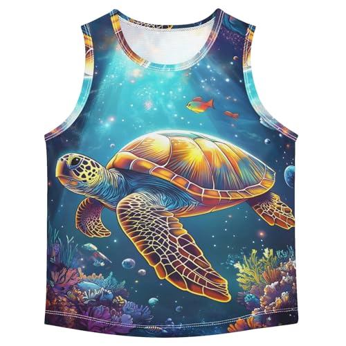 Boys' Tank Top Shirt Colorful Sea Turtle Moon Sleeveless T-Shirts