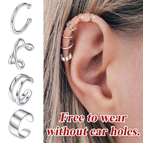 Silvora Sterling Silver Cuff Earrings for Woman Teen Girls Non Pierced Ears Jewelry with Delicate Gift Packaging2