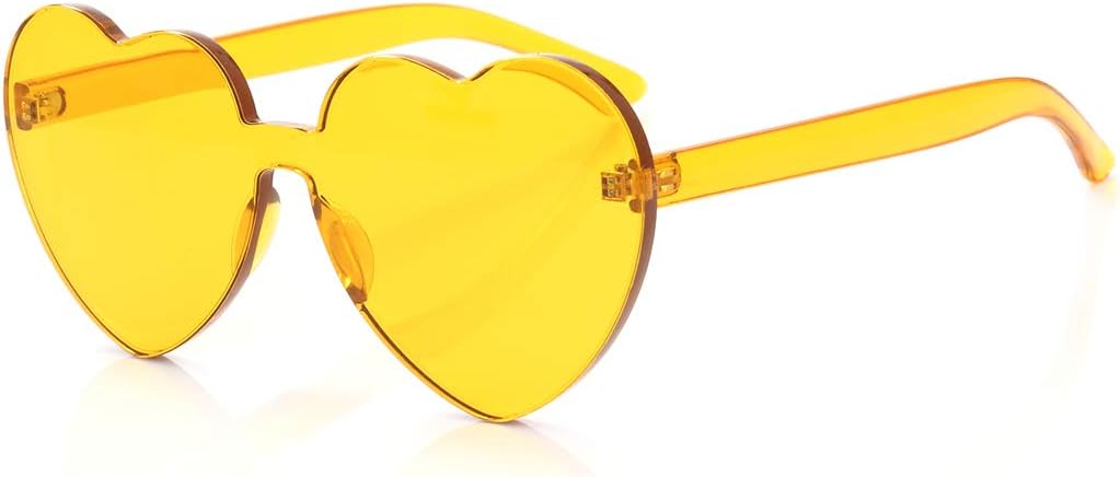 OLIN Heart Thick Oversized Rimless Sunglasses One Piece Eyewear Colored Sunglasses for Women