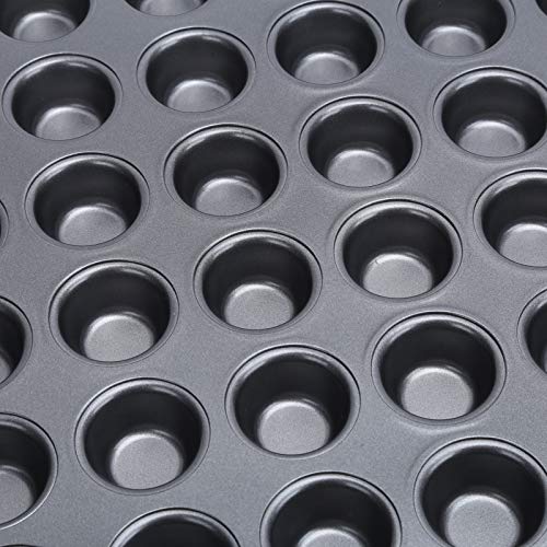 Pissente Bandeja para Muffins de 48 Cavidades Antiadherente - Molde Mini Magdalenas de Acero al Carbono para Horno