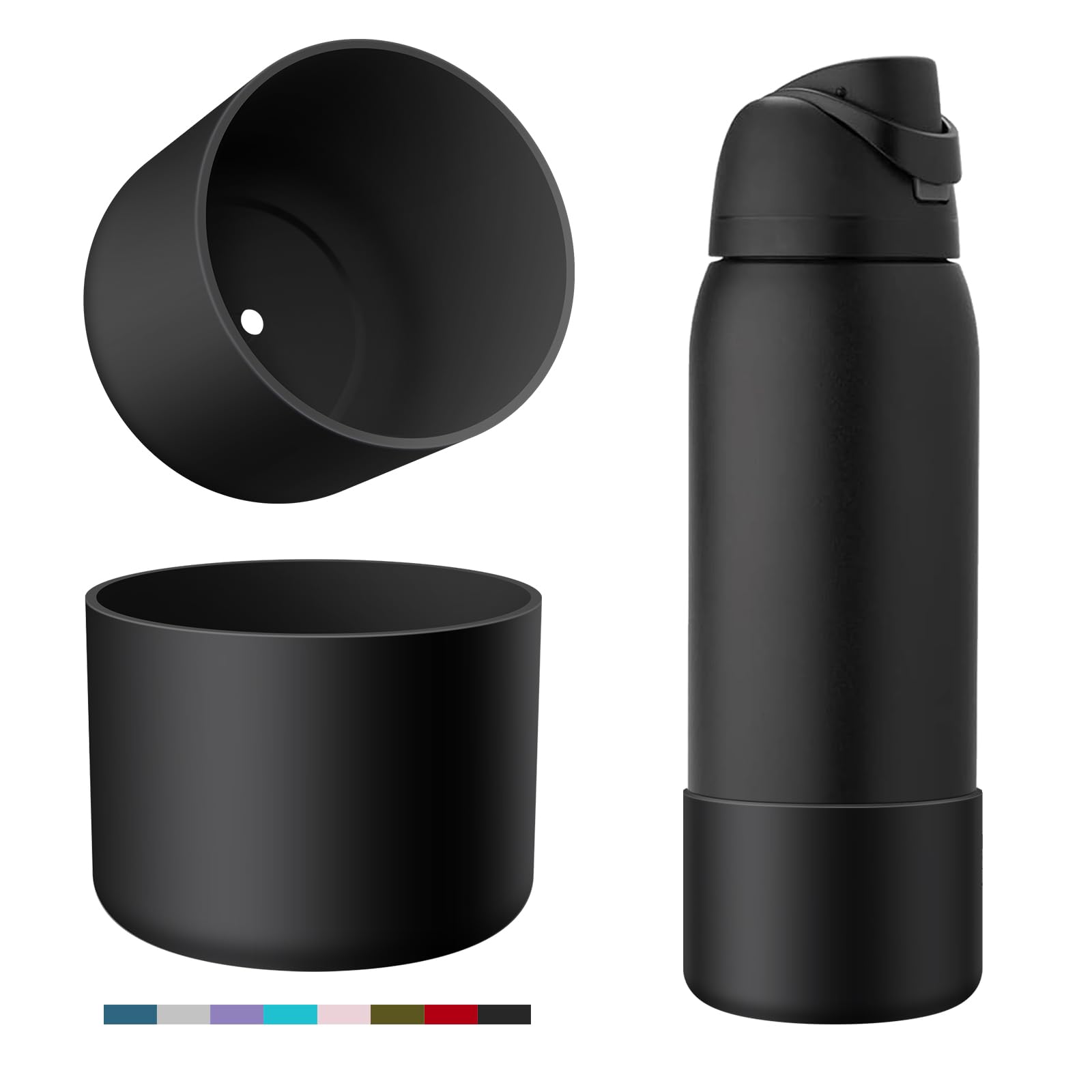 Silicone Boot for Owala Water Bottle, 2PCS Anti-Slip Protective Sleeve for FreeSip/Twist/Flip Water Bottles, BPA Free, Dishwasher Safe, Bottom Bumper Cover Cup Accessories