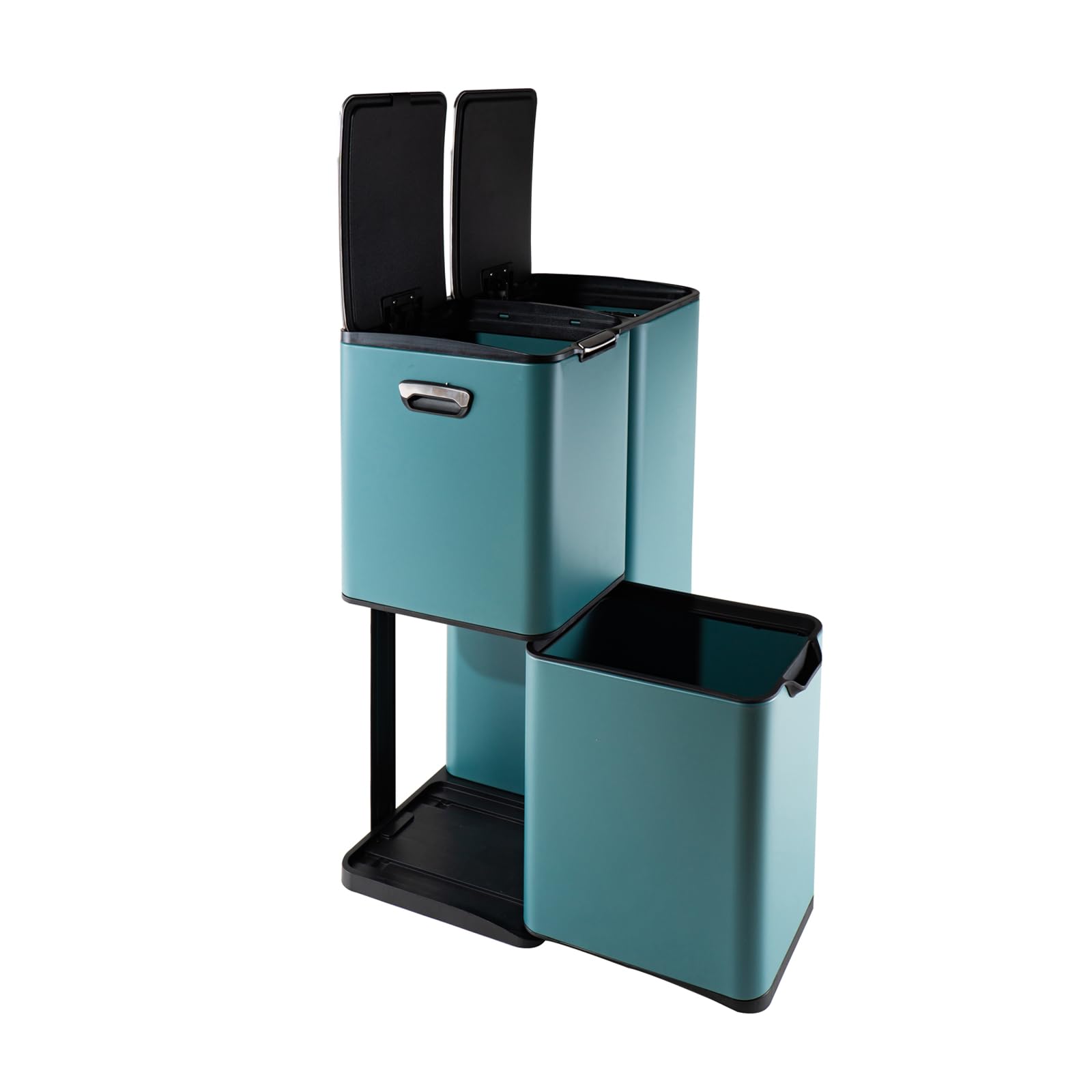 HTI living Mülltrennsystem Jannik 60 Liter Türkis Mülleimer Edelstahl mit 3 Behältern