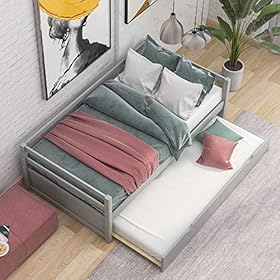 P PURLOVE Twin Size Daybed with Trundle Bed Frame Set Wood Daybed for Living Room, Guest Room, Bedroom 51hQdcKIXLL. SS280