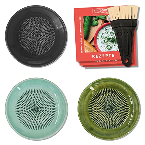 evergrate Keramikreibe 3er Verschenkset - Anthrazit, Mint, Grüüün mit...