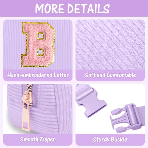 Image of Gitus Girls Birthday Gifts for 10-16 Year Olds - Initial Fanny Pack Belt Bag Crossbody Bag - Trendy & Personalized Preppy Stuff (Lavender-B)