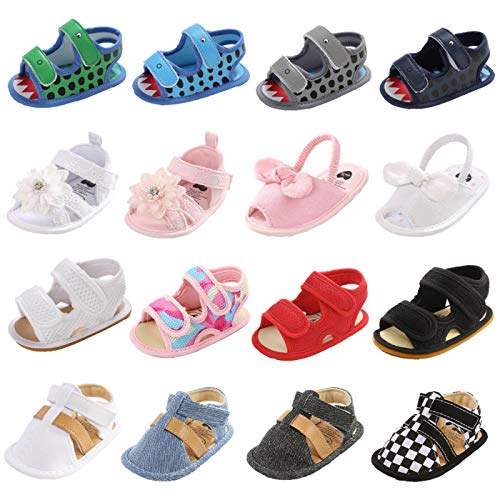 Bebeii Unisex Baby Boys Girls Beach Breathable Sandals Premium Soft Anti-Slip Rubber Sole Infant Summer Flats Toddler First Walker Dress Shoes, G-grey, 0-6 Months Infant