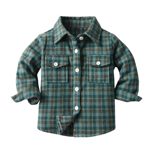 Toddler Boys Girls Shirt Coat Jacket Plaid Long Sleeve Kids Turn Down Collar Button Tops Kids Winter Jacket Girls