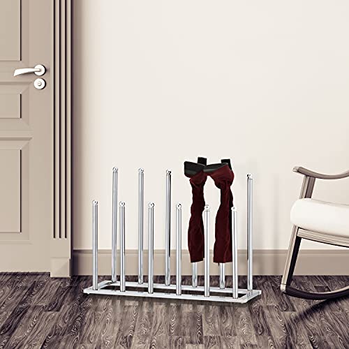Mygift Modern Chrome Plated Metal 6-Pair Boot Rack, Freestanding Closet Shoe Stand Organizer - Made In Taiwan #TOP2