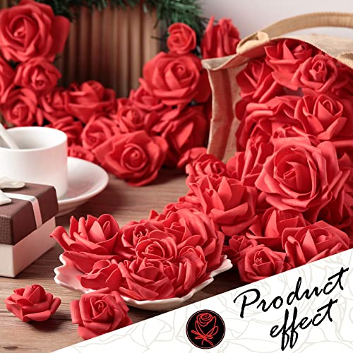 200 Pcs Artificial Rose Flower Heads For Crafts Artificial Stemless Rose Flower Heads Mini Fake Rose Foam Flowers Coral Red Foam Fake Roses For Home Diy Wedding Centerpieces Party Cake Decorations #TOP4