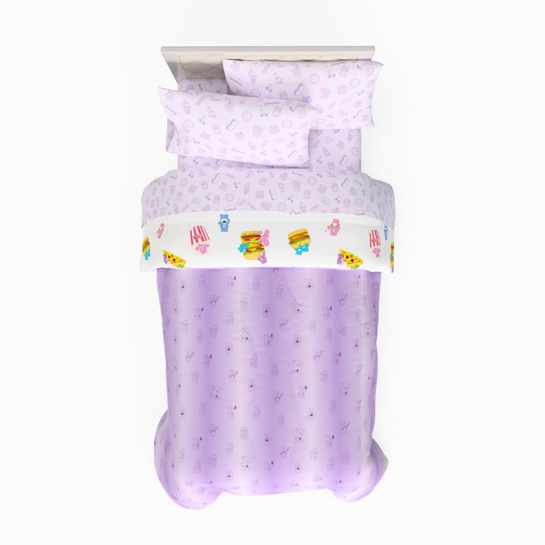 Franco „Care Bears Food Snacks“ 5-teiliges, superweiches, gemütliches, wendbares Bettdecken- und Bettlaken-Set mit Kissenbezug, Doppelbett, offizielles Lizenzprodukt, Sammlerstücke