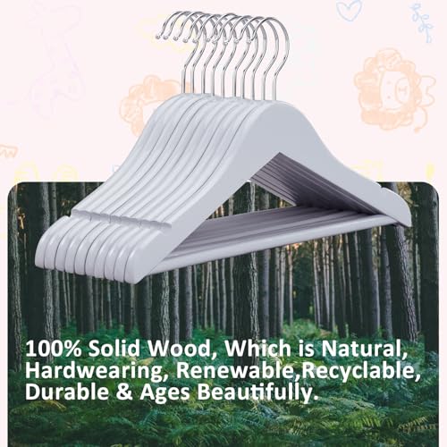 Fairyhaus Kids Wooden Hangers 20Pack Grey, 12.8 Inch Baby Wooden Hangers For Closet, Anti-Rust 360° Swivel Hook, Notches & Smooth Finish, Natural Solid Wood Childrens Hangers For Clothes thumb #6
