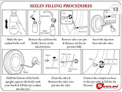 Image of Seelin Anti-Puncture Tyre Sealant (350ml) HS with DIY KIT (Do it Yourself) | Tube Less Tyres | Anti Puncture Liquid | | Tyre Protection | Pack of 1 | Single TYRE (Scooters)