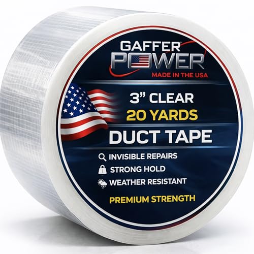 Image of Gaffer Power Clear Repair Tape 3 in x 20 Yds, Waterproof, Made in USA | Wide semi-transparent duct tape for tarps, greenhouses and outdoor repairs