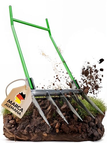 GARLINGO Horquilla de excavación | 50 cm de ancho | con estribo para un máximo efecto de palanca | tenedor de jardín tenedor de tumba tenedor doble horquilla de jardín dientes