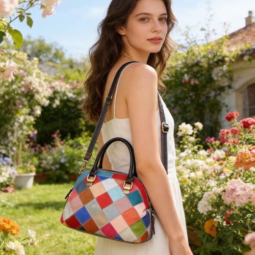 Bolso Dome Satchel para mujer en cuero genuino miniatura 3