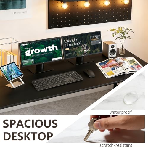 Image of BestOffice Computer Desk,Home Office Desk, Modern Simple Style for Home Office Study Writing (Black, 55 Inch)