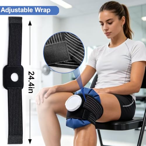 Image of 11 inch Large Ice Bag Pack with Wrap for Injuries, Upgrade Reusable Ice Packs, Effective Hot /Cold Therapy for Migraine, Shoulder, Neck, Knee Pain, No-Leak & Waterproof, Blue