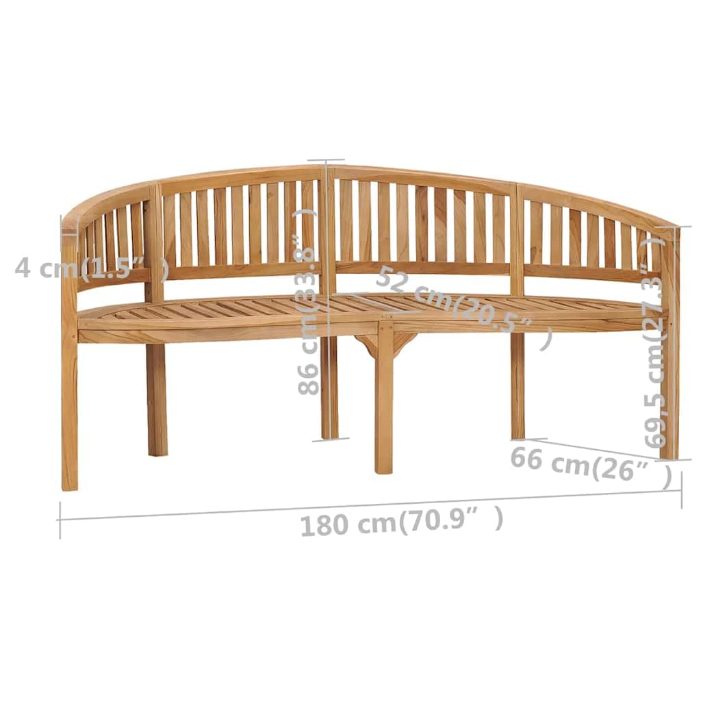 vidaXL Banco Banana de Madera Maciza de Teca 180 cm
