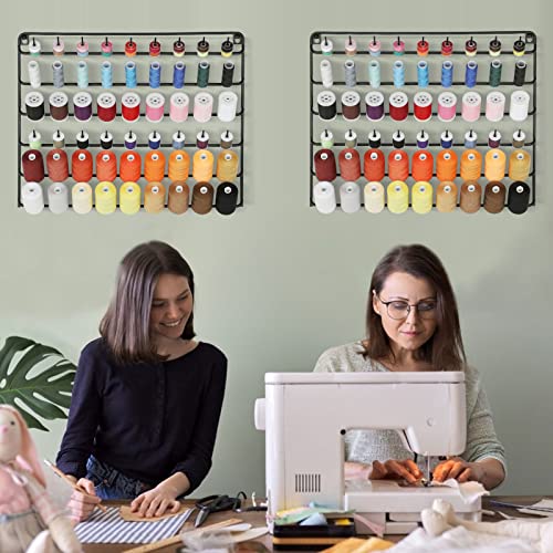 YBING Thread Holder Wall 2 Pack 54 Spools Thread Rack Wall Mount Embroidery Spool Thread Organizer Metal Sewing Thread Organizer with Hanging Tools for Quilting - Image 5