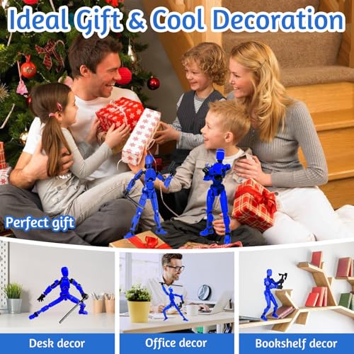 Image of Action Figure, Dummy 13 Action Figure Toys, Polyarticular Movable Titan 13 Action Figure Action, High Degree&Freedom Action Figures, 3D Printed Toys for Desktop Decor&Game Lovers (Blue)