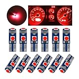 GLSOWEE T5 LED Bulbs, 74 73 37 2721 LED Bulb 12 Volt Replacement, Bright Canbus Error Free, Compatible with Auto Car Gauge Cluster Dashboard Light Lamp Instrument Panel Indicator (Red)