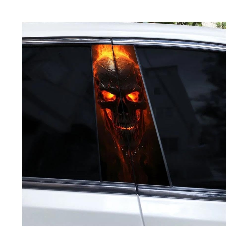Bertdcx J Flame Skull Car B-Pillar Waterproof Vinyl Cover Scratch Car Sticker Auto Parts(J)