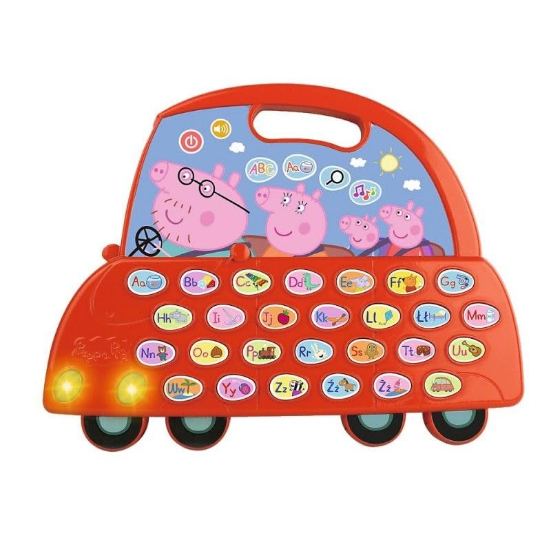Trefl, VTech Peppa Pig, Carta de Coche Peppy - Juguete electrónico Educativo, Letras y pronunciación, Jugar, Aprender con héroes Cuentos de Hadas Cerdos Peppa, Juguetes para niños