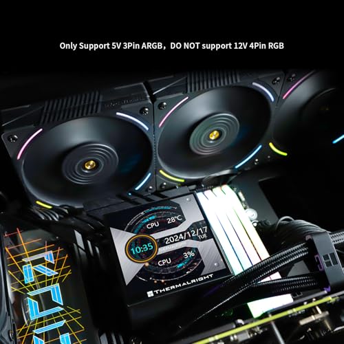 Image of Thermalright Hyper Vision 360 ARGB Black AIO CPU Liquid Cooler,IPS LCD Screen with 480x480 Resolution,for AM5 /Intel LGA1851 /1700,3.95in Magnet-Absorbent LCD Screen for Images,360mm aio Black