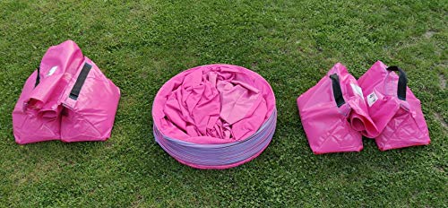 Callieway Dog Agility Sacktunnel Fun&Slip/Agilitysacktunnel mit 60cmØ für Agility Training/Welpentraining inklusive 2X Stützsandsäcke (Fuchsia)