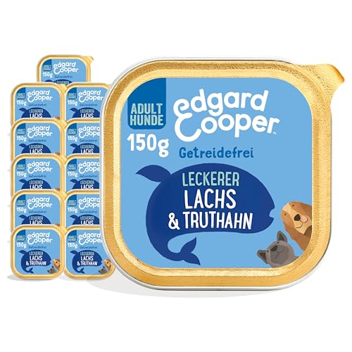Edgard & Cooper Nassfutter für Hunde, (Lachs & Truthahn, 150g x11), Getreidefrei, natürliche Zutaten und frisches Fleisch, voller essentieller Aminosäuren