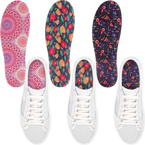 Image of 3 Pairs No Show Socks Sockless Shoe Liner Washable Barefoot Shoe Insoles No Slipping Inserts(Delicate Style)